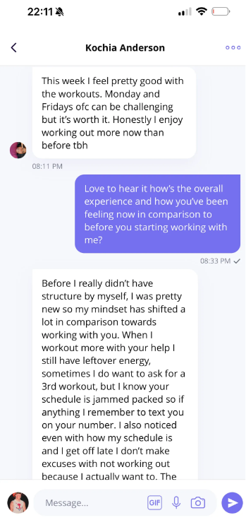 Kochia Anderson — message about training structure and energy
